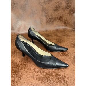 Gucci Leather Pointed Toe Black Stiletto Heel Pumps Size 8B 115157